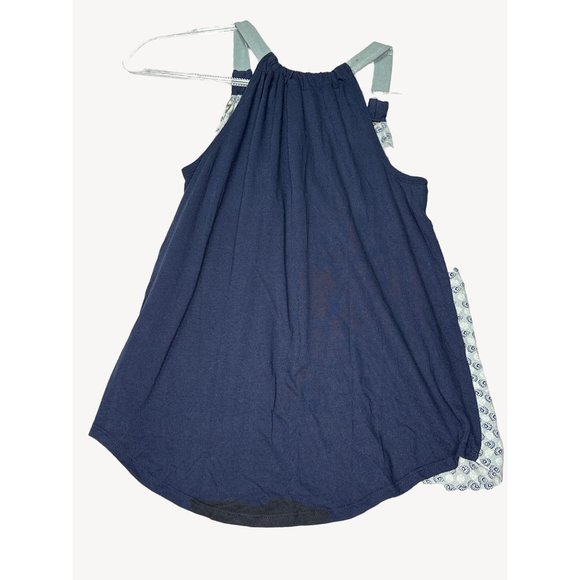 Xhilaration Tank Top Womens XS Flowers Flowy Polyester Blend Blue Red Solid Back - Picture 4 of 10